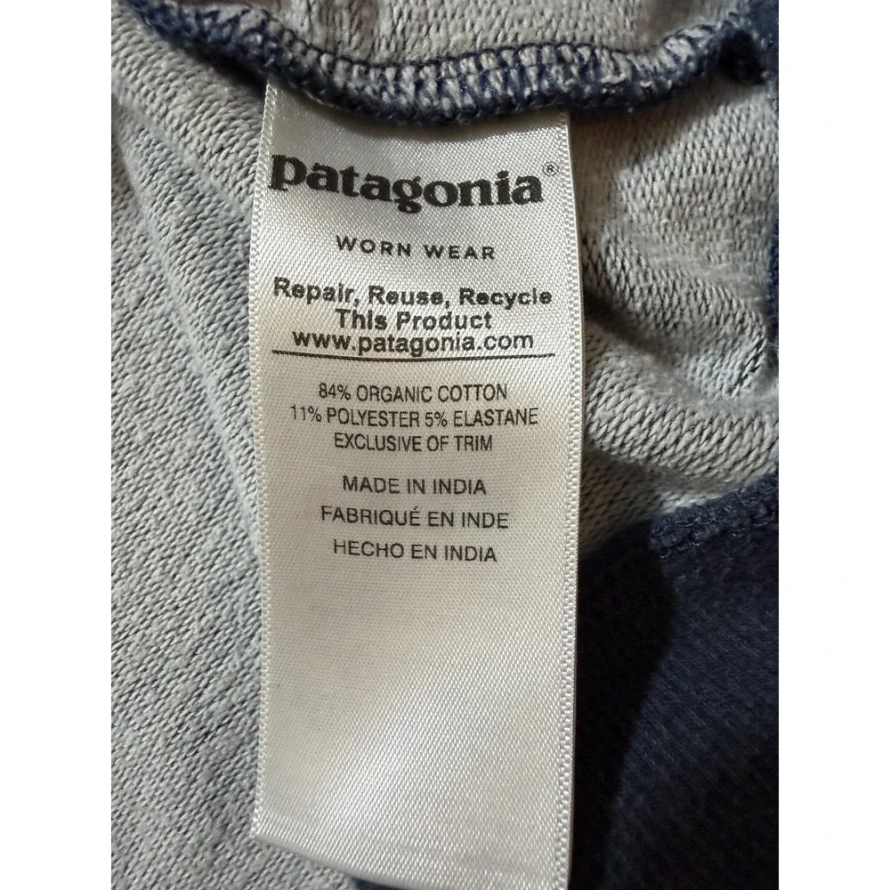 Patagonia L Large Fitz Roy Bear Hoody Sweatshirt Blue Mens Hoodie